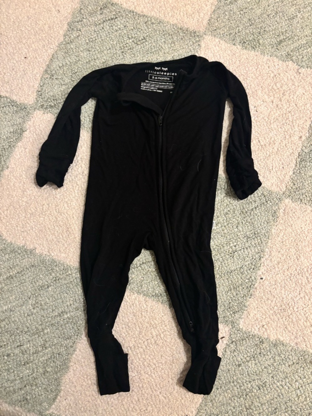 Little Sleepies Black Footless Zipper One-Piece Pajama